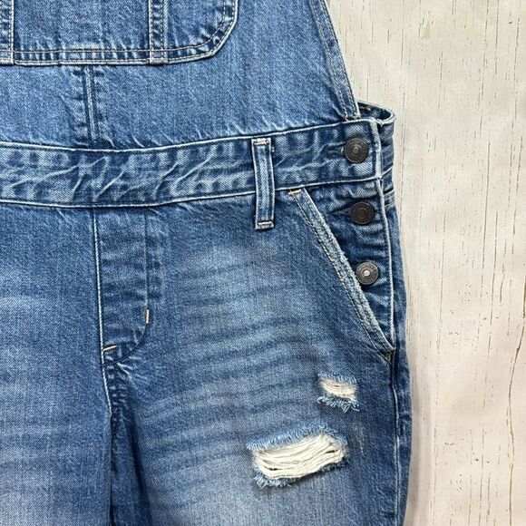 Abercrombie & Fitch Distressed Denim Overalls Womens S Vintage Casual Cool Y2K - Picture 10 of 15